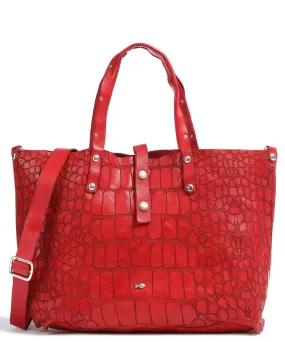  Campomaggi Borsa shopper pelle di vacchetta goffrata rosso  