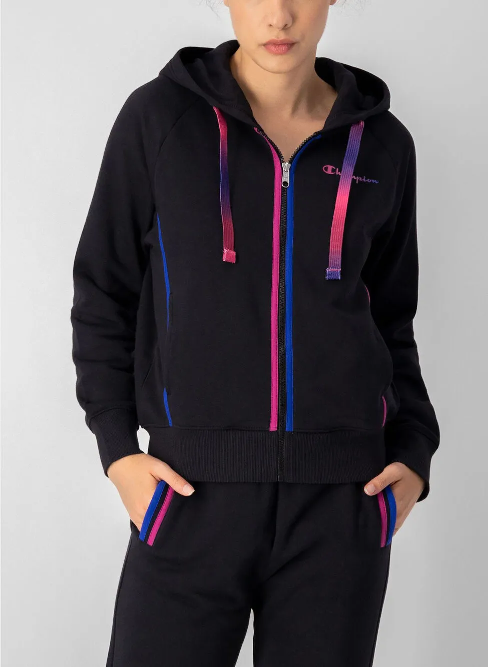 felpa full zip con cappuccio color story