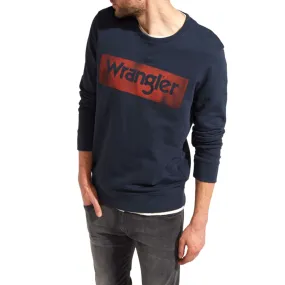 Wrangler felpa crew logo uomo blu